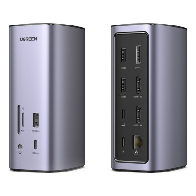 USB-разветвитель Ugreen CM555 Revodok Pro 12-in-1 8K@60Hz USB-C (90325) серый