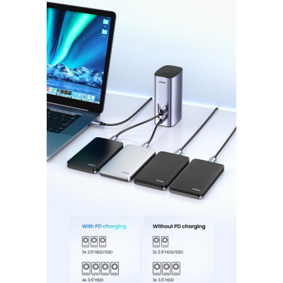 USB-разветвитель Ugreen CM555 Revodok Pro 12-in-1 8K@60Hz USB-C (90325) серый