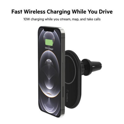 Автомобильное беспроводное зарядное устройство Belkin BoostCharge Magnetic Wireless Car Charger 10W (WIC004btBK) Black