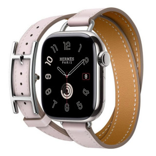 Apple Watch Series 11 Hermes 42 mm Hapi Attelage Double Tour Mauve Pale