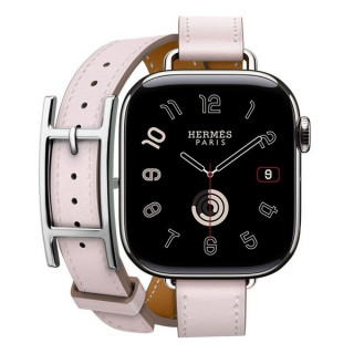 Apple Watch Series 11 Hermes 42 mm Hapi Attelage Double Tour Mauve Pale