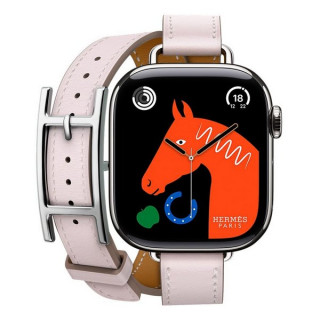 Apple Watch Series 11 Hermes 42 mm Hapi Attelage Double Tour Mauve Pale