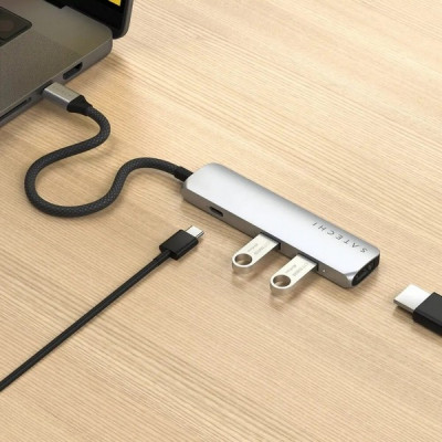 Адаптер Satechi 4-in-1 USB-C Slim Multiport Adapter 4K (ST-P4SS) Silver