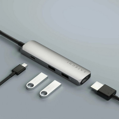 Адаптер Satechi 4-in-1 USB-C Slim Multiport Adapter 4K (ST-P4SS) Silver
