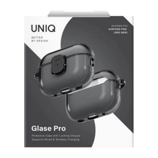 Чехол Uniq Glase Pro Lock Case для Airpods Pro 3 Glossy Smoke (AIRPODSPRO3-GLSPGSMK)