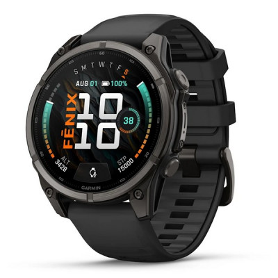 Garmin Fenix 9 47 мм Carbon Gray DLC Titanium with Black Silicone Band (010-04762-10)