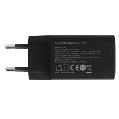 Сетевое зарядное устройство Anker Nano 3 47W 2xUSB-C (A2039L11) Black