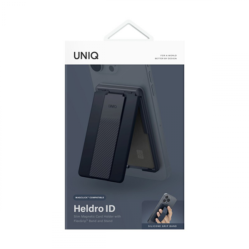 Магнитный картхолдер Uniq Heldro ID Magnetic cardholder with Grip-Band and Stand штормовой синий (HELIDCH-SBLUE)