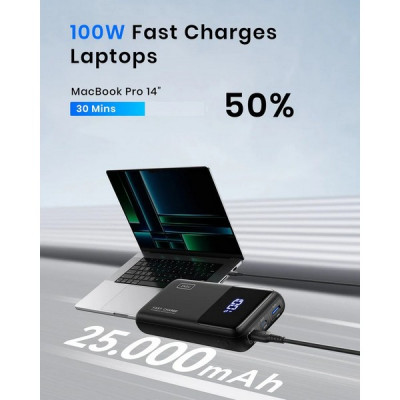 Внешний аккумулятор INIU B63 Portable Charger Power Bank 25000mAh 100W (BI-B63) Black