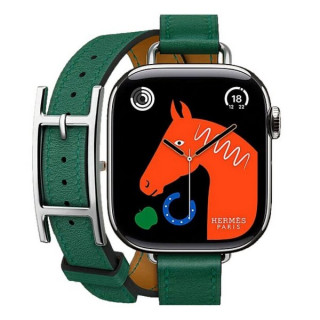 Apple Watch Series 11 Hermes 42 mm Hapi Attelage Double Tour Vert Moyen