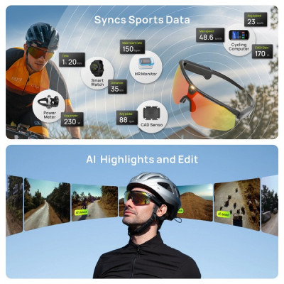 Спортивные очки BleeqUp Ranger AI Sports Camera Glasses Black (Non-Zeiss Orange Lens)