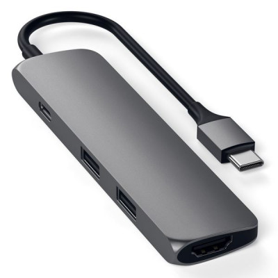 Адаптер Satechi Slim Aluminum Type-C Multi-Port Adapter 4K (ST-CMAM) Space Gray