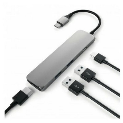 Адаптер Satechi Slim Aluminum Type-C Multi-Port Adapter 4K (ST-CMAM) Space Gray