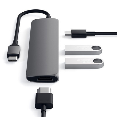 Адаптер Satechi Slim Aluminum Type-C Multi-Port Adapter 4K (ST-CMAM) Space Gray
