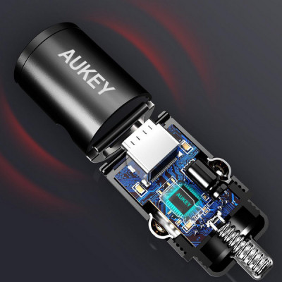 Автомобильное зарядное устройство Aukey CC-A3 Dual-Port (USB-C/USB-A) Car Charger 30W