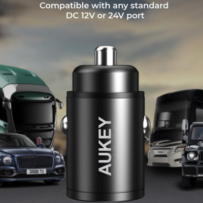 Автомобильное зарядное устройство Aukey CC-A3 Dual-Port (USB-C/USB-A) Car Charger 30W