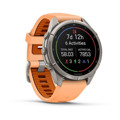 Garmin Fenix 9 Pro 43 мм Titanium with Shell Pink/Autumn Orange Silicone Band (010-04335-05)