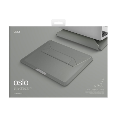 Чехол Uniq Oslo V.2 PU leather Magnetic Laptop sleeve/foldable stand Jet для ноутбуков 14" Lichen Green (OSLO(14)-LICHENGREEN)