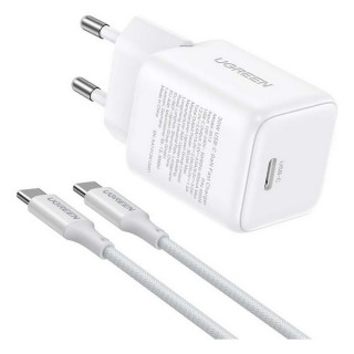 Сетевое зарядное устройство Ugreen X513 30W USB-C GaN Fast Charger с кабелем USB-C-USB-C 1м (65013) белый