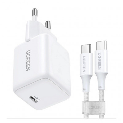 Сетевое зарядное устройство Ugreen X513 30W USB-C GaN Fast Charger с кабелем USB-C-USB-C 1м (65013) белый