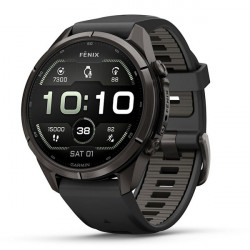 Garmin Fenix 9 Pro 43 мм Carbon Gray DLC Titanium with Black/Pebble Gray Silicone Band (010-04335-15)