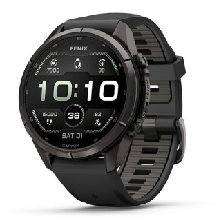 Garmin Fenix 9 Pro 43 мм Carbon Gray DLC Titanium with Black/Pebble Gray Silicone Band (010-04335-15/010-04335-16)