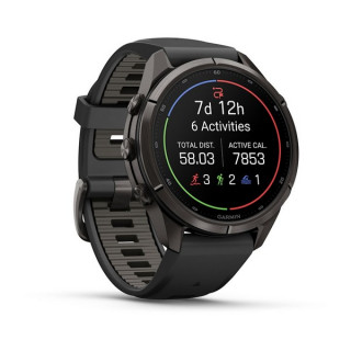 Garmin Fenix 9 Pro 43 мм Carbon Gray DLC Titanium with Black/Pebble Gray Silicone Band (010-04335-15/010-04335-16)