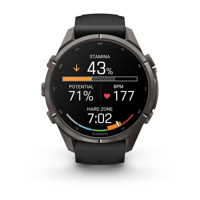 Garmin Fenix 9 Pro 43 мм Carbon Gray DLC Titanium with Black/Pebble Gray Silicone Band (010-04335-15)