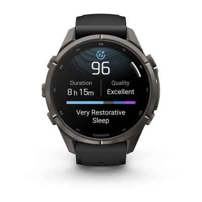 Garmin Fenix 9 Pro 43 мм Carbon Gray DLC Titanium with Black/Pebble Gray Silicone Band (010-04335-15)