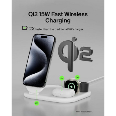 Беспроводная зарядная станция Belkin BoostCharge Pro 3-в-1 Magnetic Wireless Charger 15W (WIZ029myWH) белый
