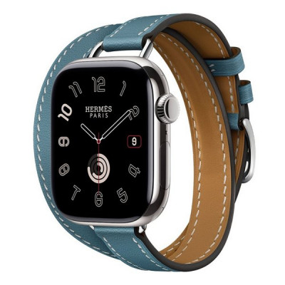 Apple Watch Series 11 Hermes 42 mm Attelage Double Tour Bleu Jean