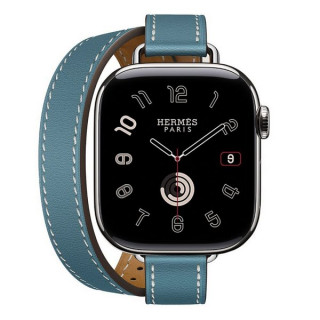 Apple Watch Series 11 Hermes 42 mm Attelage Double Tour Bleu Jean