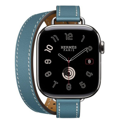 Apple Watch Series 11 Hermes 42 mm Attelage Double Tour Bleu Jean