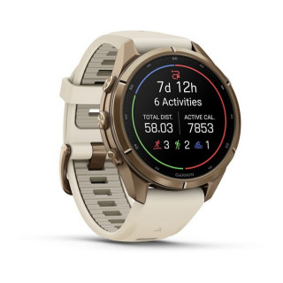 Garmin Fenix 9 Pro 43 мм Autumn Gold Titanium with Cream/French Gray Silicone Band (010-04335-25/010-04335-26)