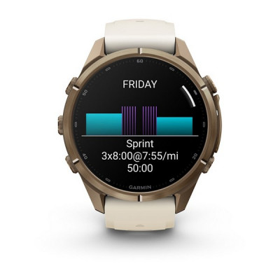 Garmin Fenix 9 Pro 43 мм Autumn Gold Titanium with Cream/French Gray Silicone Band (010-04335-25)