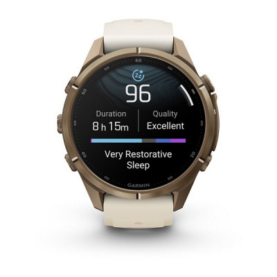 Garmin Fenix 9 Pro 43 мм Autumn Gold Titanium with Cream/French Gray Silicone Band (010-04335-25)