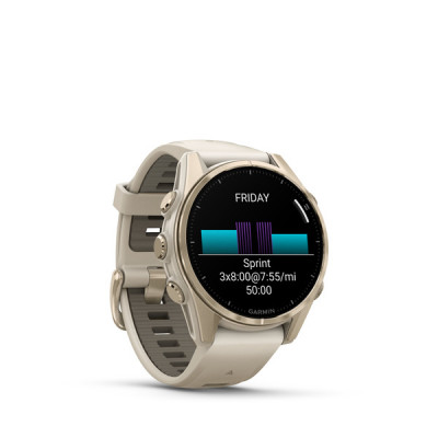 Garmin Fenix 8 Amoled Sapphire 43 мм – Золотистый, дымчато-серый ремешок