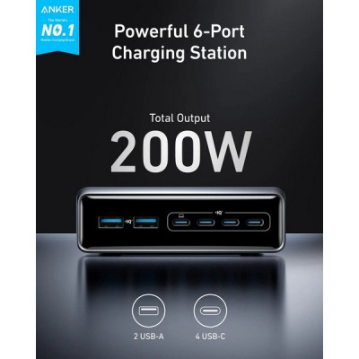 Сетевое зарядное устройство Anker Prime Charger 200W 6 Port GaN (A2683341)
