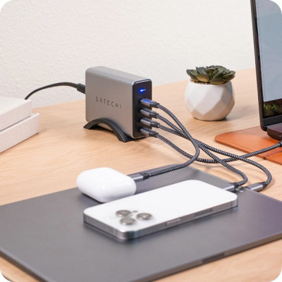 Сетевое зарядное устройство Satechi 165W USB-C 4-Port PD GaN Charger (ST-UC165GM-EU) Space Gray