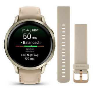 Garmin Venu 4 41 мм Lunar Gold with Bone Silicone Band and Light Sand Leather Band (010-03013-03)