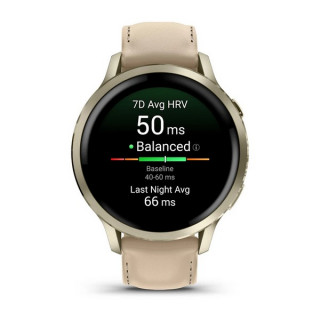 Garmin Venu 4 41 мм Lunar Gold with Bone Silicone Band and Light Sand Leather Band (010-03013-03)