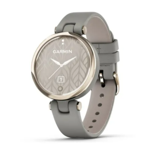 Умные ч​асы Garmin Lily кремово-золотой безель, серый корпус Braloba и итальянский кожаный ремешок 010-02384-B2