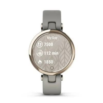 Умные ч​асы Garmin Lily кремово-золотой безель, серый корпус Braloba и итальянский кожаный ремешок 010-02384-B2