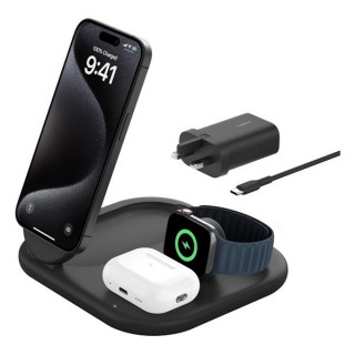 Беспроводная зарядная станция Belkin BoostCharge Pro 3-в-1 Magnetic Wireless Charger 15W (WIZ029myBK/WIZ029vfBK) черный
