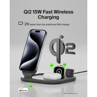 Беспроводная зарядная станция Belkin BoostCharge Pro 3-в-1 Magnetic Wireless Charger 15W (WIZ029myBK/WIZ029vfBK) черный