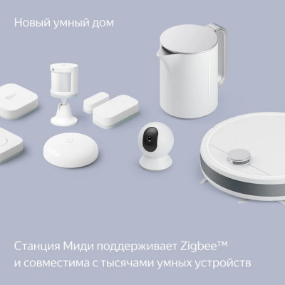Умная колонка Яндекс Станция Миди с Алисой с Zigbee (YNDX-00054BLK) черный
