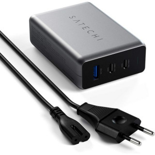 Сетевое зарядное устройство Satechi Compact Charger 2хUSB-C 100W + USB-A 12W GaN (ST-TC100GM-EU) Space Gray