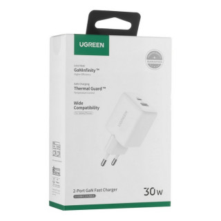 Сетевое зарядное устройство Ugreen X516 30W USB-C + USB-A GaN (65015) белый