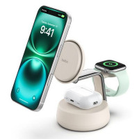 Беспроводное зарядное устройство Belkin UltraCharge Pro 3-in-1 Magnetic Charging Dock Qi2 25W (WIZ040kqSD) Sand