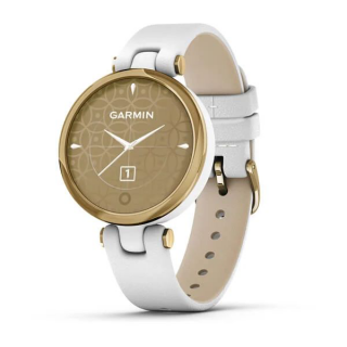 Умные ч​асы Garmin Lily светло-золотистый безель, белый корпус и итальянский кожаный ремешок 010-02384-B3